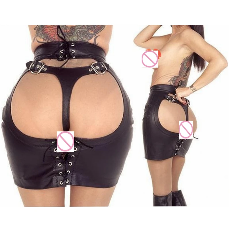Модные эластичные Мини шорты из искусственной кожи сексуальные с открытой