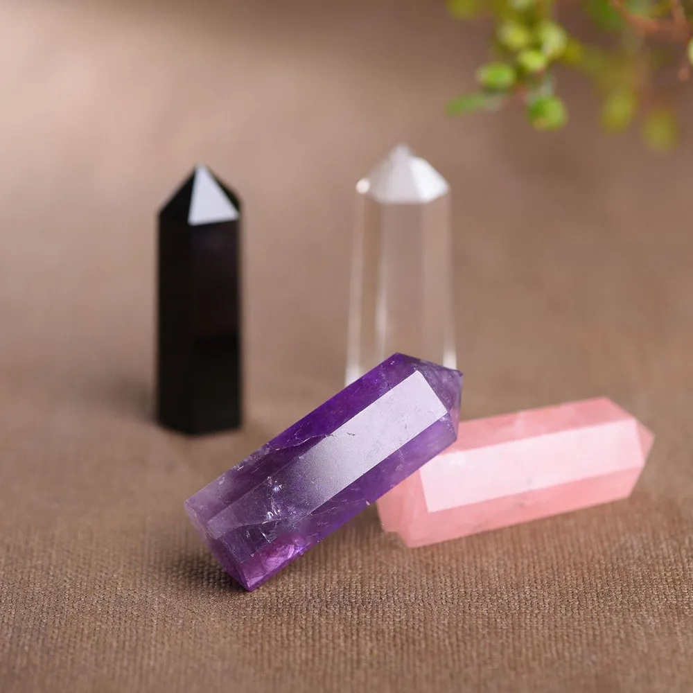 4 шт. натуральный орнамент шестигранная колонна кристальная лечебная палочка