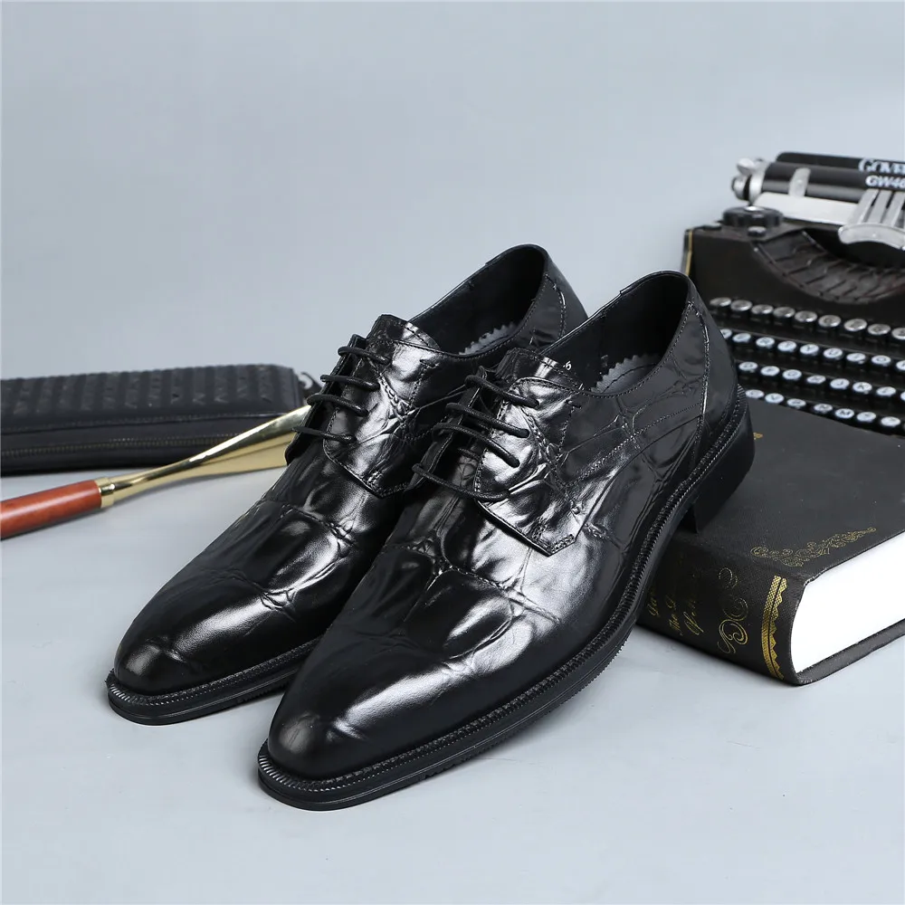 Туфли мужские классические черные/коричневые под крокодиловую кожу|Туфли| |