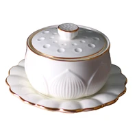 Stew Bowl Water-proof Ceramic Soup pot with Bone-china Pure White Mini Soup Pot Dessert Food Bowl