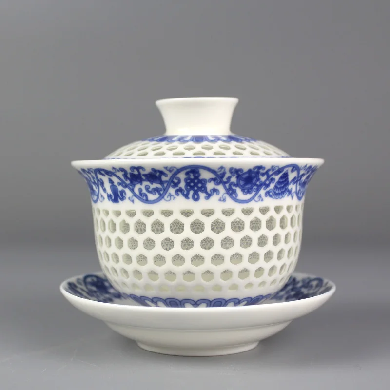 Китайский чайный сервиз Tureen Gaiwan, винтажный, ручная роспись, керамический чайный сервиз, ручная роспись, фарфоровый чайный набор кунг-фу, чаша - Цвет: 15