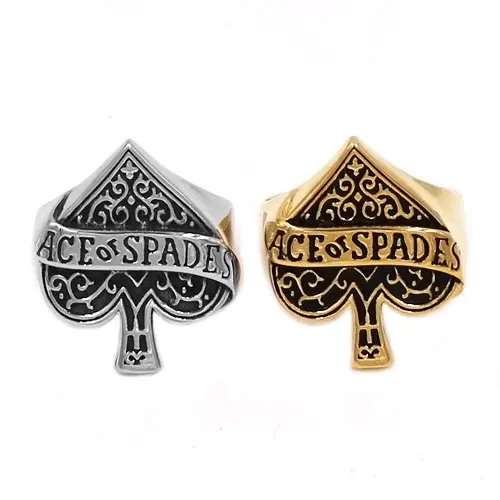 

Кольцо Ace Of Spades из нержавеющей стали 316L, ювелирные изделия, классическое кольцо в форме сердечко серебряного цвета золота для мужчин и женщи...