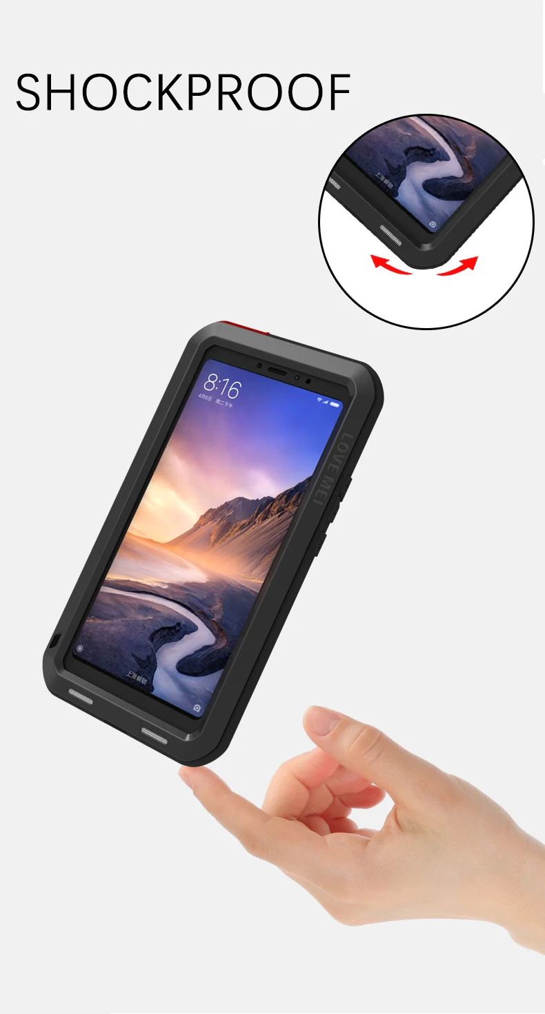 Love Mei мощный чехол для Xiaomi mi Max 3 2 Pre mi um водонепроницаемый противоударный алюминиевый чехол для max2 Max3 закаленное стекло
