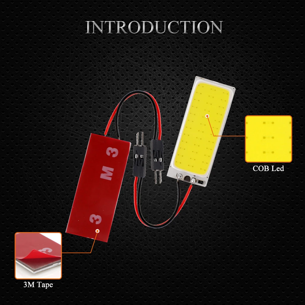 YM E Bright 200 PCS Автомобильный светодиодный 36 SMD COB Chip 36LED 12V DC светодиодные панели с T10 +
