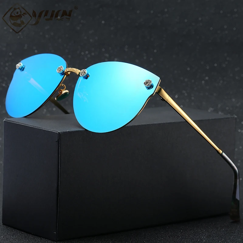 Очки солнцезащитные женские поляризационные без оправы модные брендовые