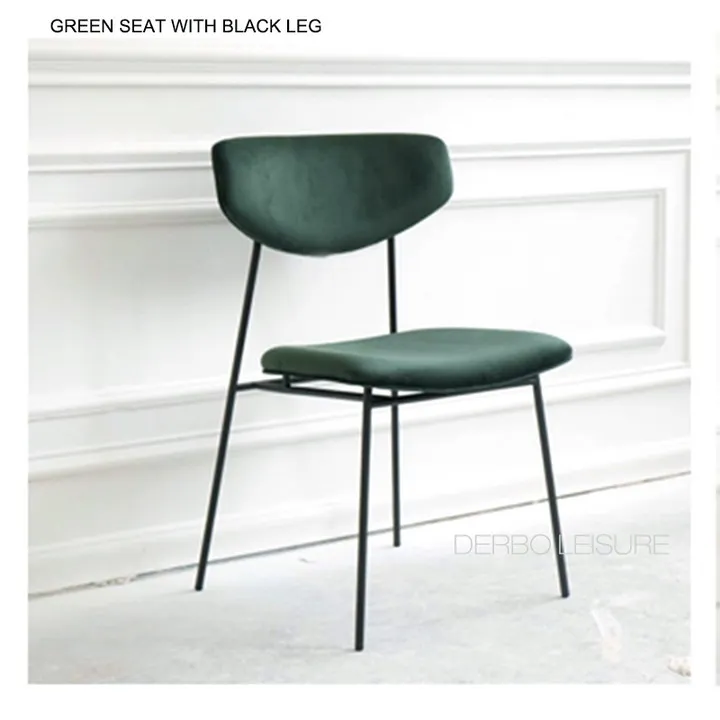 Green Seat Black Leg Современный скандинавский дизайн модный роскошный красочный золотой черный цвет ноги ткань искусственная кожа мягкий чехол коврик обеденный стул 1 шт - Цвет: Green Seat Black Leg