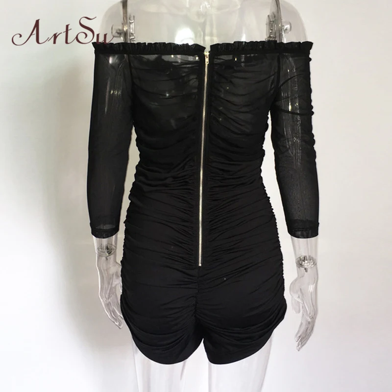 Женский сетчатый комбинезон ArtSu короткий с открытыми плечами для вечеринок