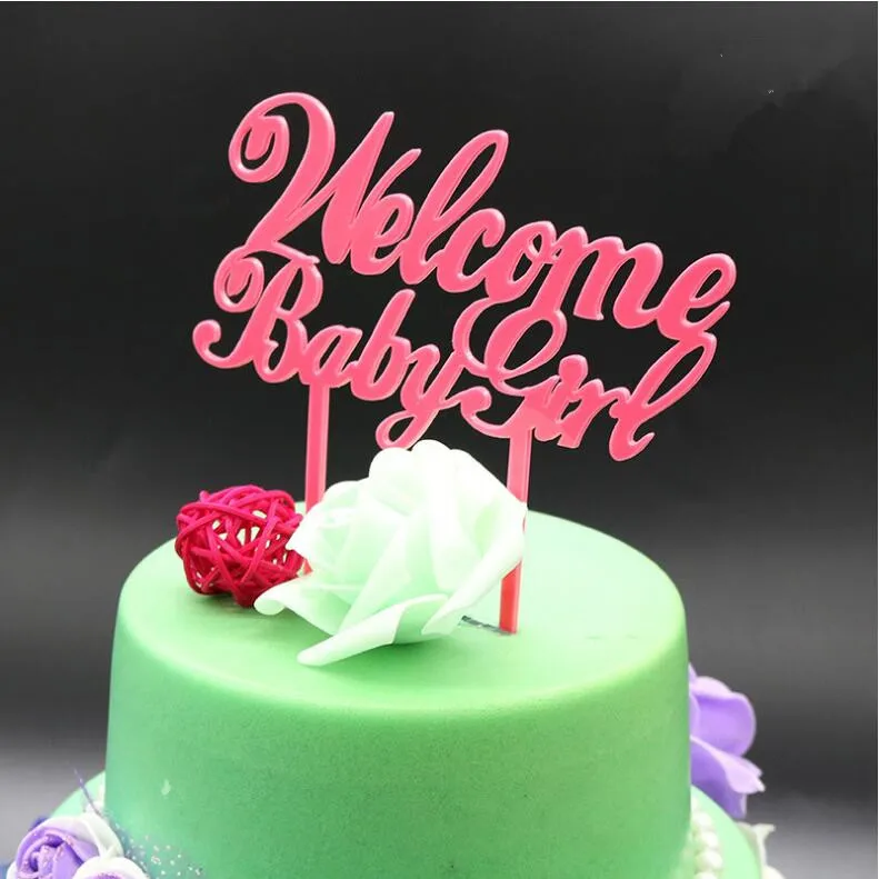 Розовый торт topper welcome baby girl Baby Kids на день рождения Topper для торта детской вечеринки