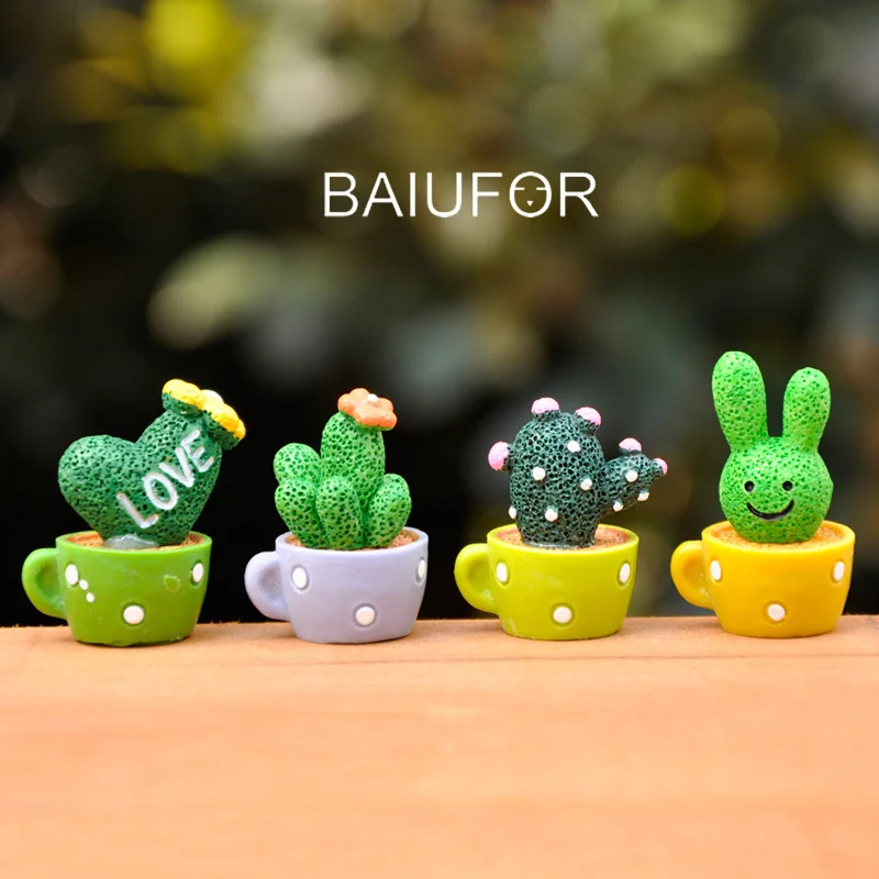 Миниатюрный милый мини горшок BAIUFOR 4 шт. мультяшный кактус суккуленты Кукольный