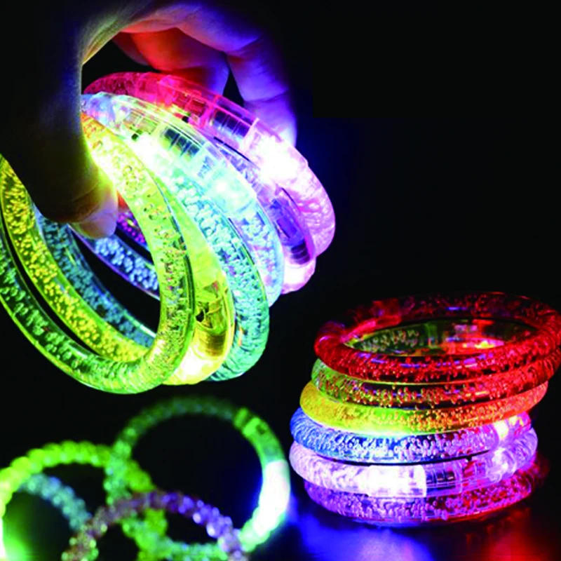 Pulsera con luces Led de colores para decoración de fiestas, brazalete brillante de acrílico con luces LED parpadeantes, suministros para fiesta, Rave, 50 unids/lote