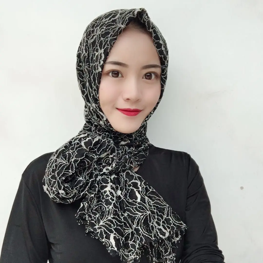 Хиджаб с кружевом мусульманские платки модная основа хиджаб cutton Muslima Шаль