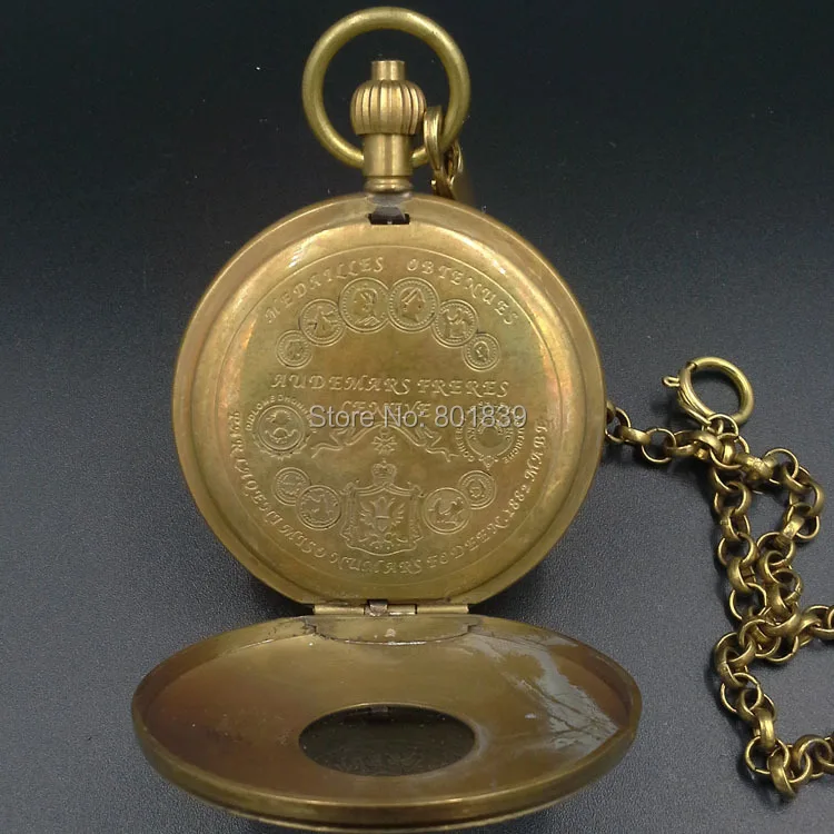 Циферблат с римскими цифрами двойное открытие полый чехол медь заводные