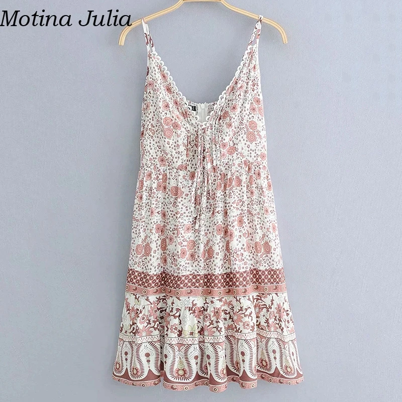 Motina Юлия пикантные цветочным принтом короткие гофрированное платье женские