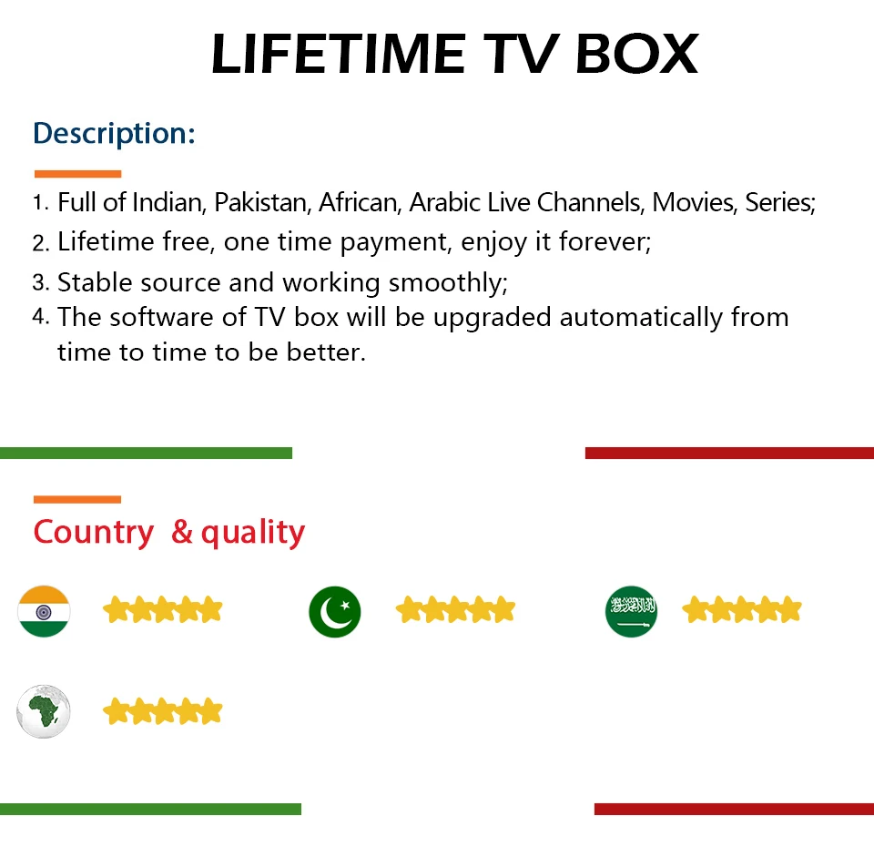 Lifetime Free TV Box India African Set Top Box HD World GX6621 Linux TV Box 1G/8G IPTV Hot Sale Pakistan Arabic TV Box