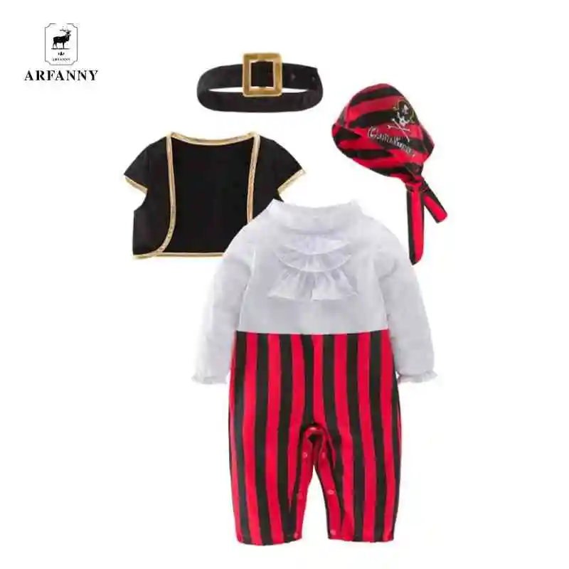Baby Boys Clothes Lovely New Pirate Captain Halloween Boy Set Children's Costume Dance Cosplay Young children4 pieces suits |
