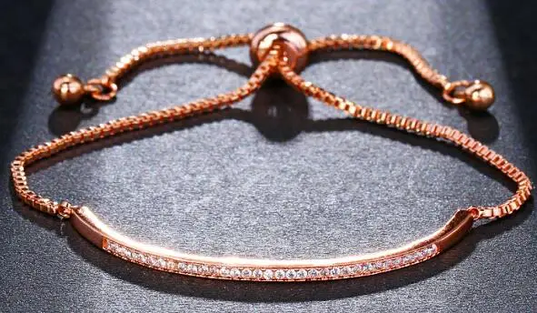 rose gold EMMAYA Регулируемый Серебряный браслет для женщин пленительный бар слайдер блестящий CZ розовое золото цвет ювелирные изделия Свадебная вечеринка - Окраска металла: rose gold
