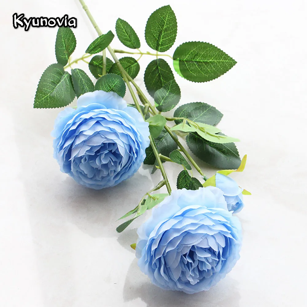 Kyunovia 65 см длинный стебель роз 5 шт./лот искусственные шелковые цветы листья 3