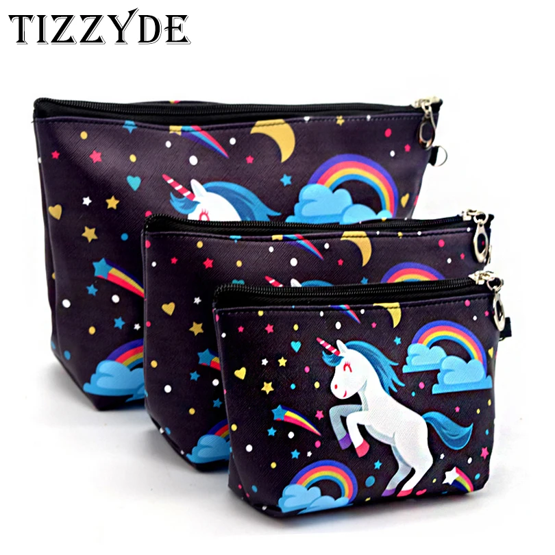 Женская косметичка с принтом единорога из трех предметов водонепроницаемая