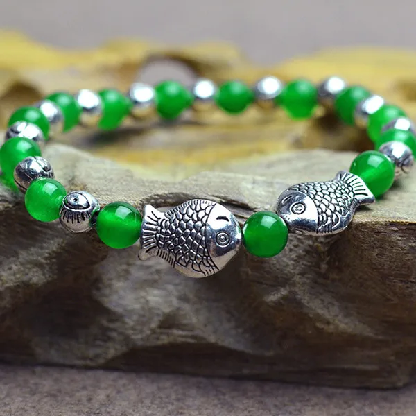 Зеленый хризопразовый браслет ювелирные изделия бусины 6 мм винтажный античный