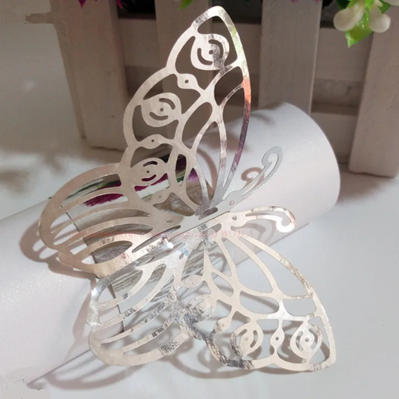 100 шт./лот застежка для салфеток в виде бабочки Кольца украшение стола бумажные