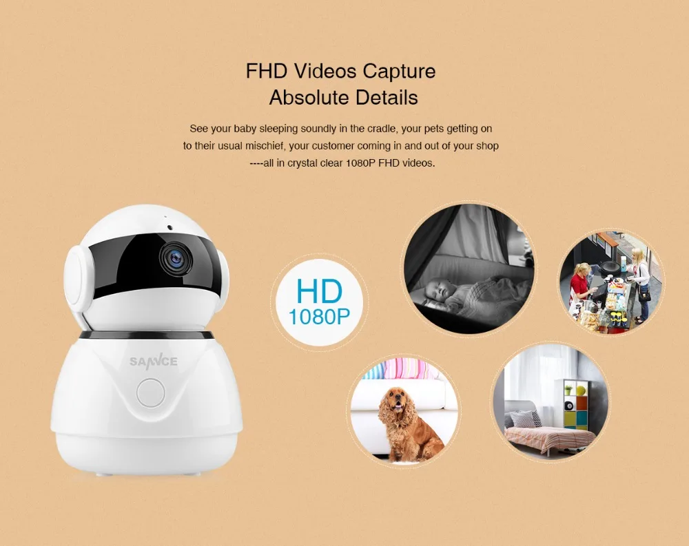 SANNCE 1080P FHD умная Беспроводная IP камера безопасности, детский монитор, Wifi камера для домашней безопасности, ночное видение, видео камера наблюдения