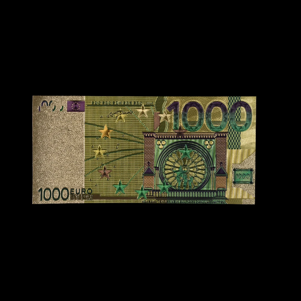 Продажа 10 шт./партия цветных банкнот евро 1000 в 24-каратном золоте искусственные