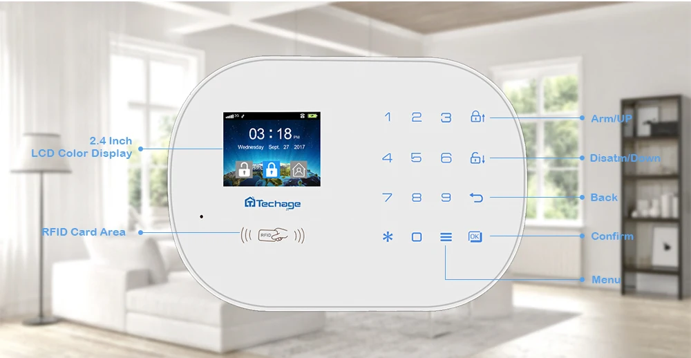 Techage S6 GSM GPRS PSTN Беспроводная сигнализация комплект PIR детектор движения умный датчик домашняя охранная сигнализация