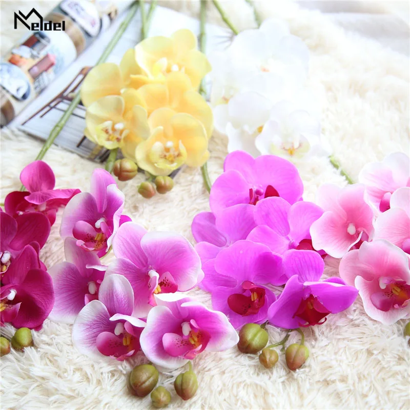 Meldel Wedding Bouquet Bridesmaids Holder Orchid Flower Artificial Phalaenopsis Arrangement DIY Home Office Decor | Свадьбы и
