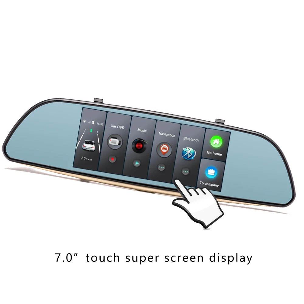 AMPrime Android автомобильный видеорегистратор Dashcam двойная приборная панель камера рекордер сенсорный экран заднего вида gps Bluetooth wifi монитор парковки зеркало