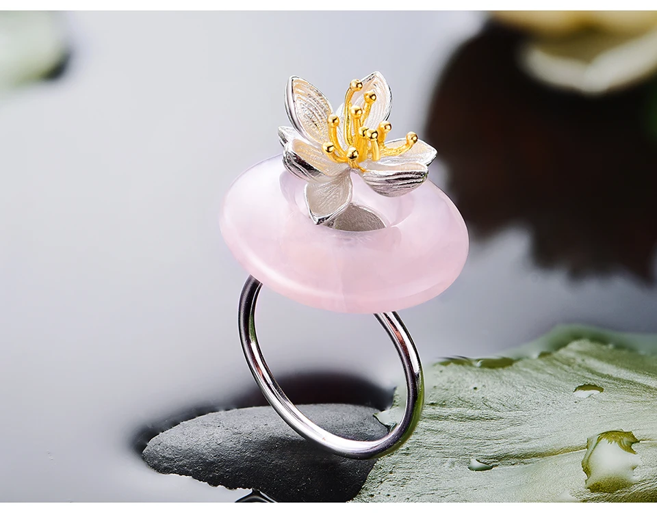 Lotus Fun, настоящее 925 пробы, серебро, натуральный зеленый камень, креативное, ручной работы, хорошее ювелирное изделие, шепот лотоса, кольцо для женщин, Brincos