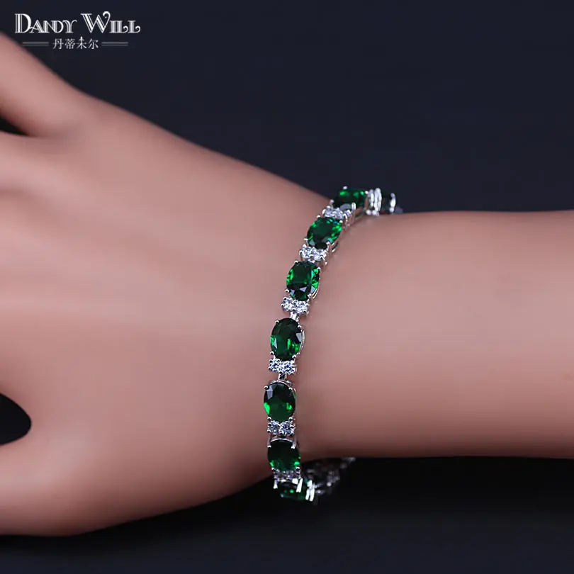 bracelets Летние Красочные 925 пробы серебряные ювелирные изделия белый цирконий женские трендовые браслеты с розово-красным с сине-зеленым камнем BR77 - Окраска металла: bracelets