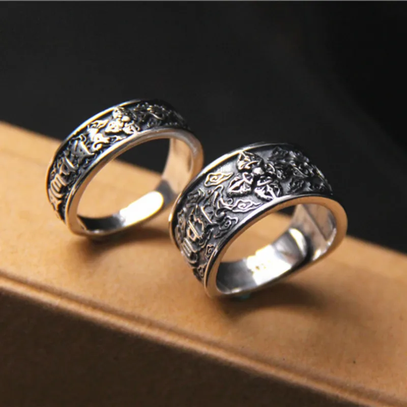 Кольцо для влюбленных пар серебряное кольцо на палец в стиле ОМ МАНИ ПАДМЕ ХУМ