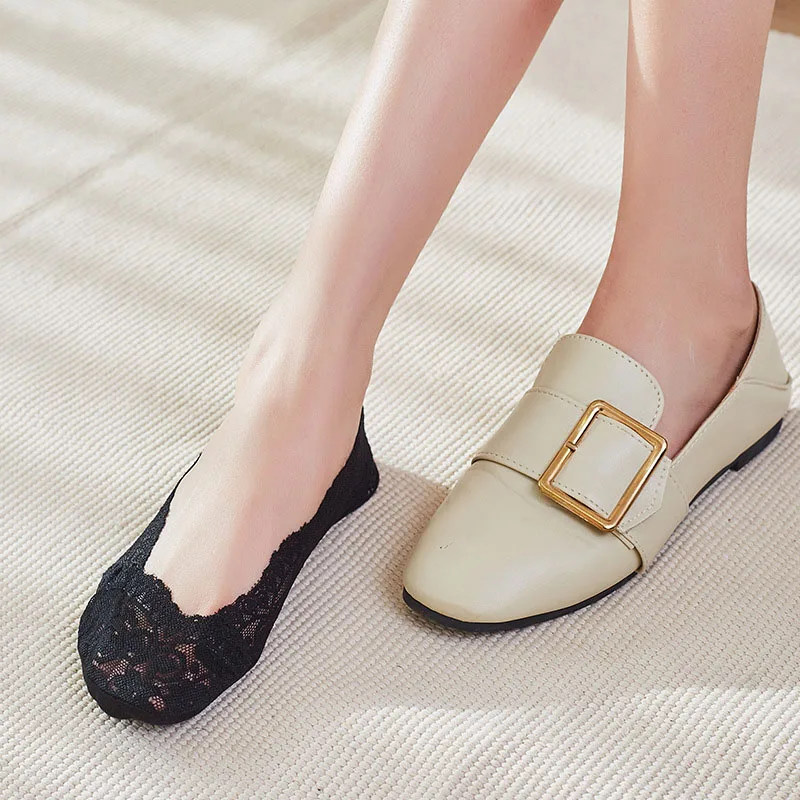 Кружевные хлопковые однотонные тонкие короткие носки удобные женские дышащие