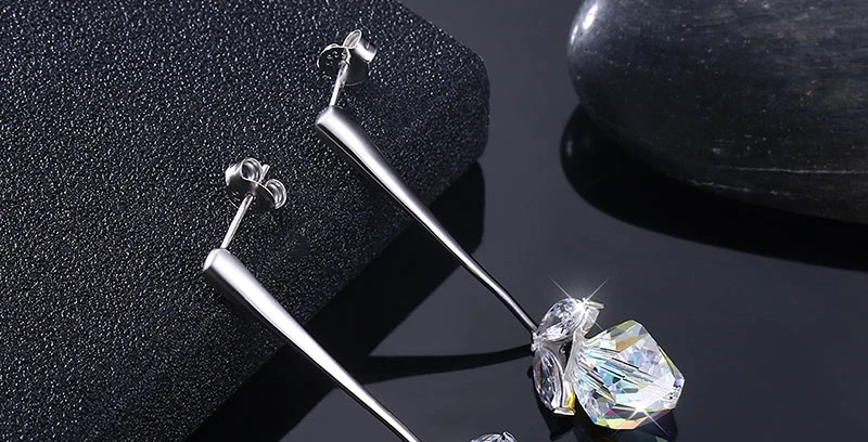 Новые асимметричные ювелирные изделия из кристаллов Swarovski, висячие серьги для женщин, настоящее Серебро S925 пробы, свадебные подарки