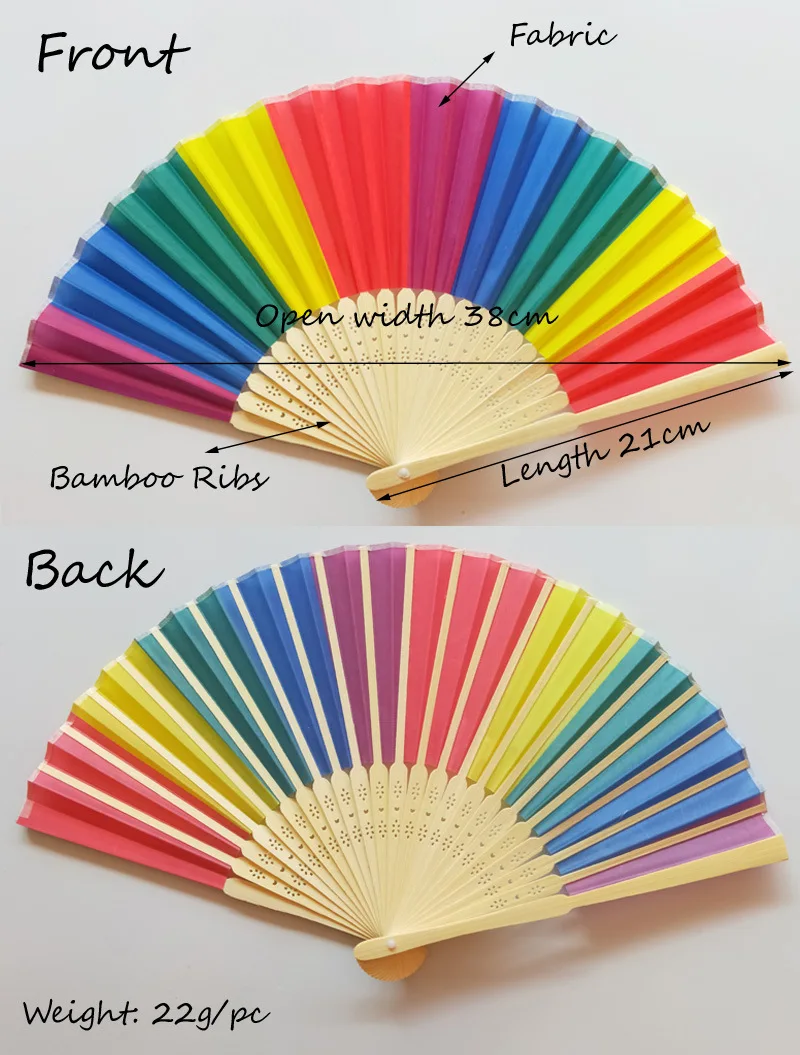 Rainbow Hand Held Folding Fan Dance For Wedding Themed Parties Decoration 100 pcs | Дом и сад