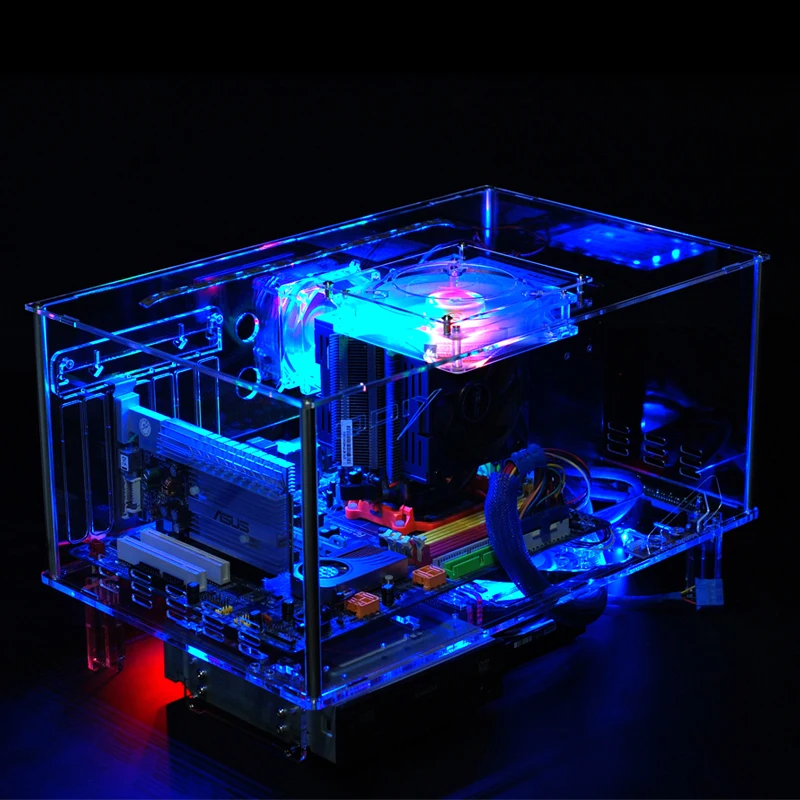 QDIY PC-D777X пустой горизонтальный ATX HTPC акриловый прозрачный компьютерный корпус рамка чехол
