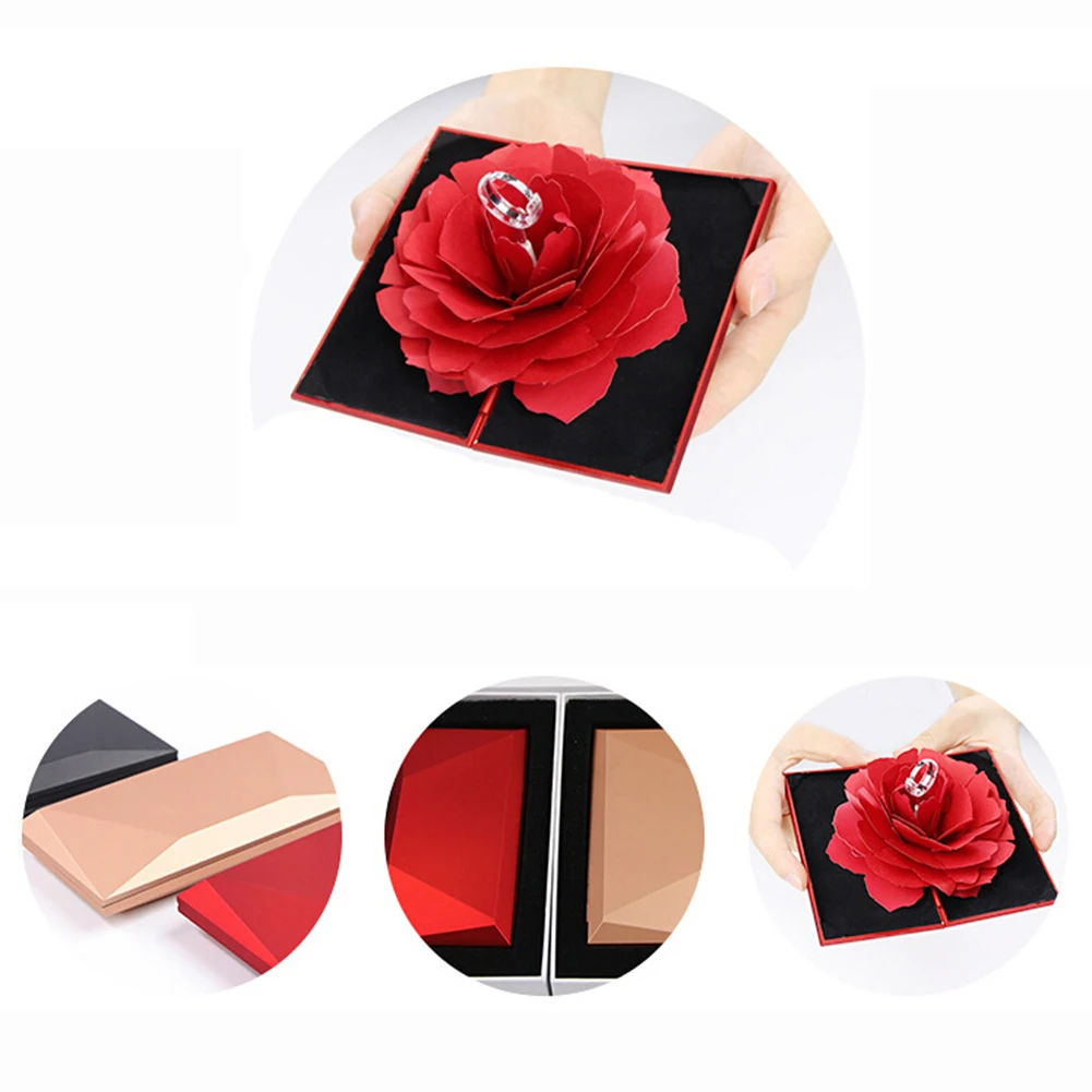 3D Pop Up Rose Flower коробка для колец обручальные кольца подарочные коробки украшений