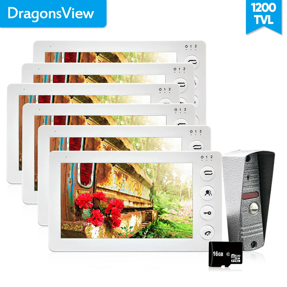 Dragonsview 7 inche видеодомофон дверной звонок комплект 1 панель дверного звонка 6