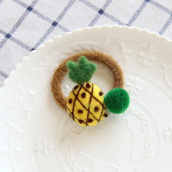 Pineapple Милые резинки для волос для девочек с мультяшным Кроликом, совой, уткой, Пчелой, арбузом, морковкой, ананасом, эластичные резинки для волос для детей, HT099 - Цвет: Pineapple