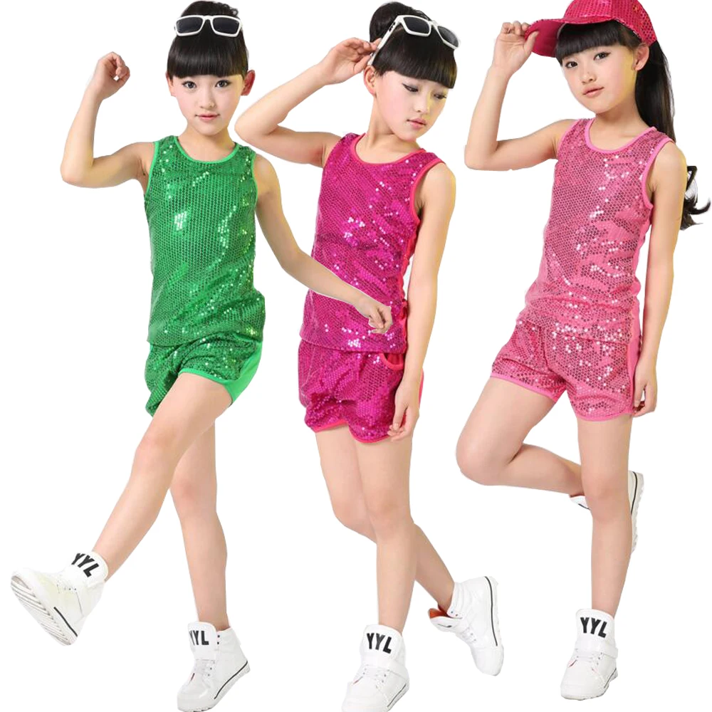 Для мальчиков и девочек расшитые блестками костюмы в стиле Джаз хип хоп