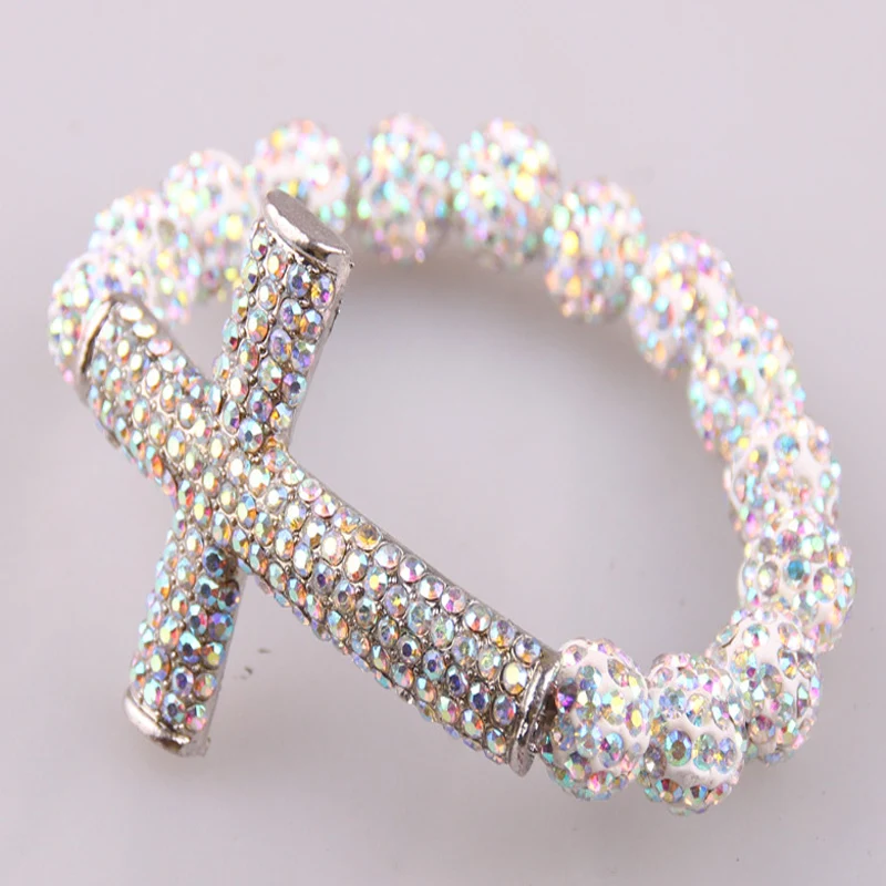 Модный женский браслет с хрустальными шариками блестящий черный и AB доступны три