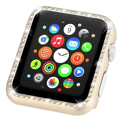 ProBefit блестящее со стразами защитный чехол для Apple Watch Series 3 2 1 38 мм 42 мм Чехлы для iWatch 5 4 Металлический Чехол - Цвет: Gold