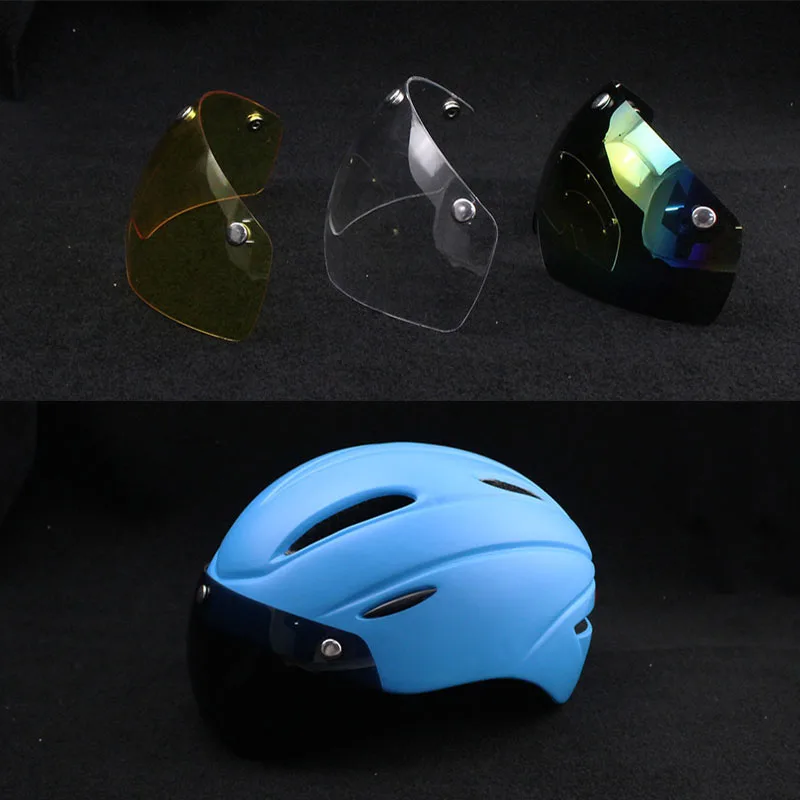 blue-4lens Велосипедный шлем EPS MTB велосипед ветрозащитные линзы цельный литой шлем Велоспорт Casco Ciclismo линзы очки Велоспорт - Цвет: blue-4lens