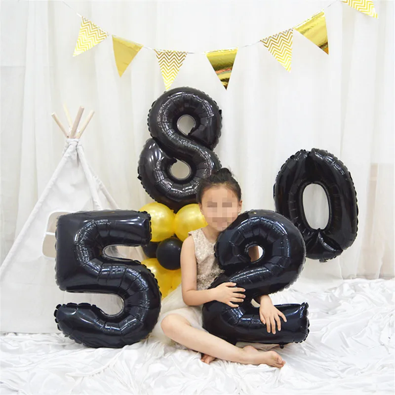 Фольгированные воздушные шары 32 дюйма черные красные цифры шарики для день
