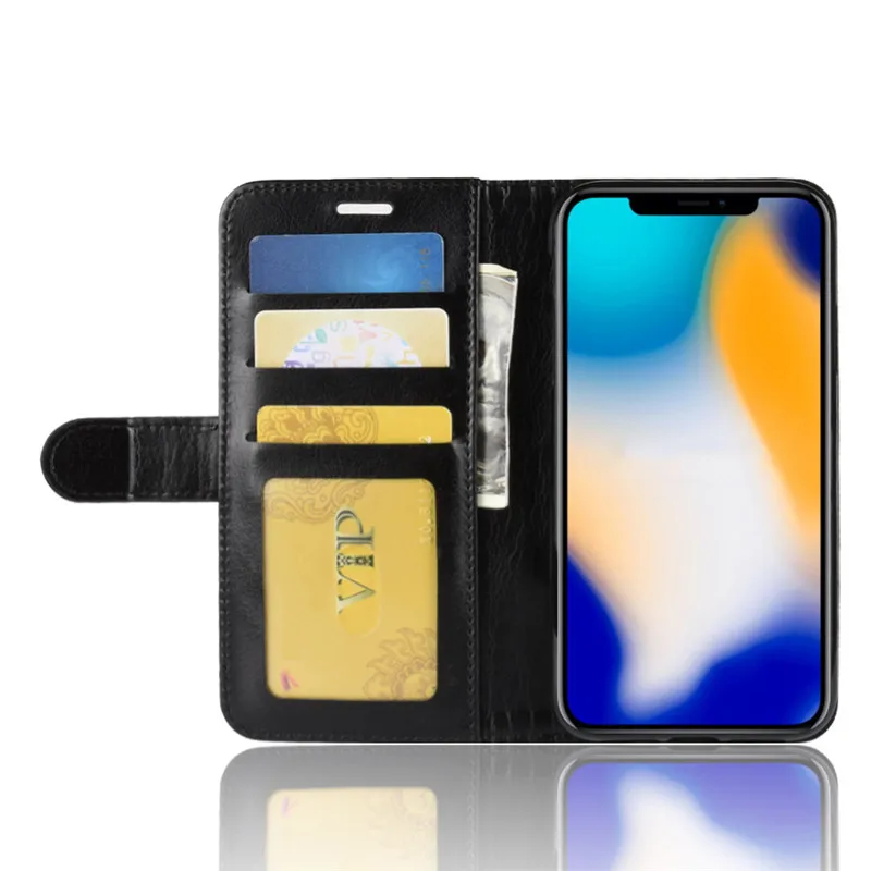 PU + TPU бизнес сплошной цвет флип чехол/с карманом для карт/Kickstand Apple iPhone XS Max/XR/8 Plus/7
