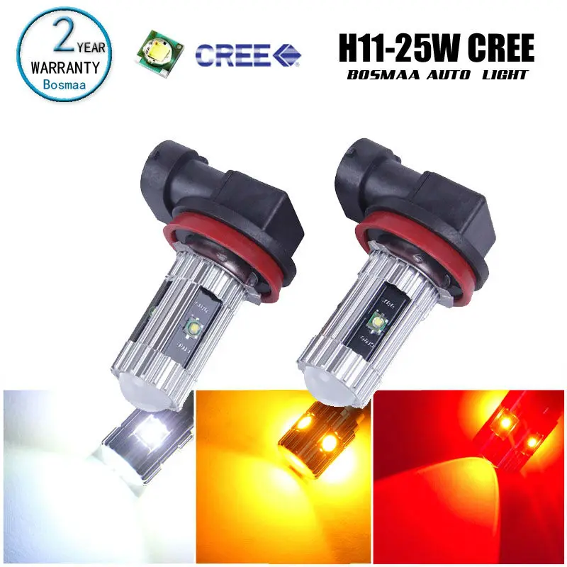 

2Pcs H11 25W Fog Lights Chips LED Driving Lights Bosmaa Led