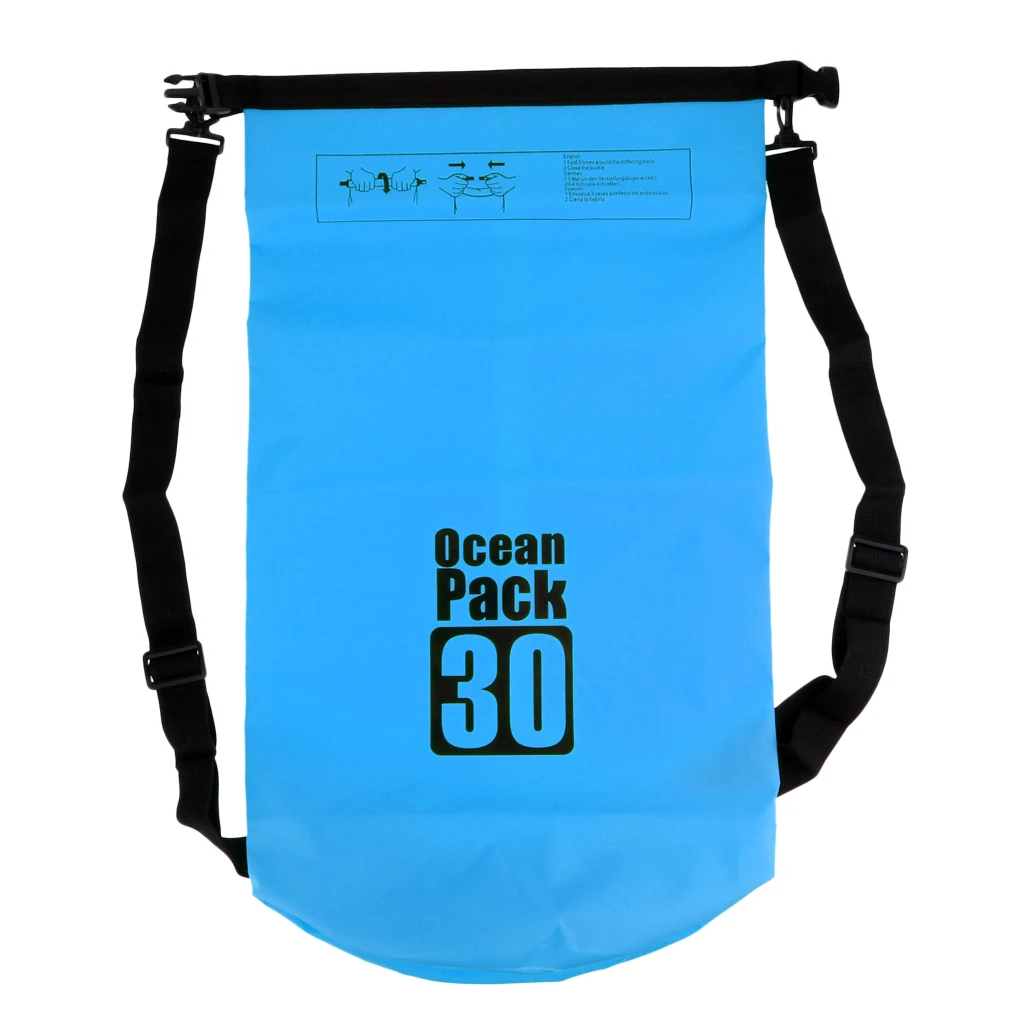 30L Водонепроницаемый Сухой Рюкзак с откидной крышкой и регулируемым плечевым