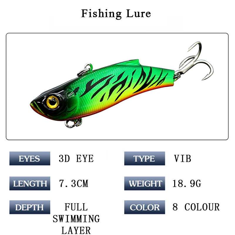 

TUYA VIB Fishing Lure Minnow Deep Sinking Vibration Hard Lures crankbait Winter ice Fishing artificial bait 7.3cm 18.9g
