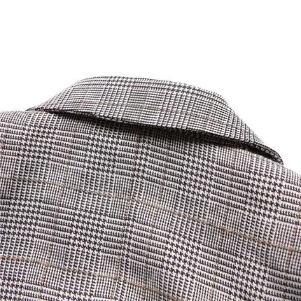 Женский клетчатый пиджак в стиле ретро повседневный длинный жакет Новинка для