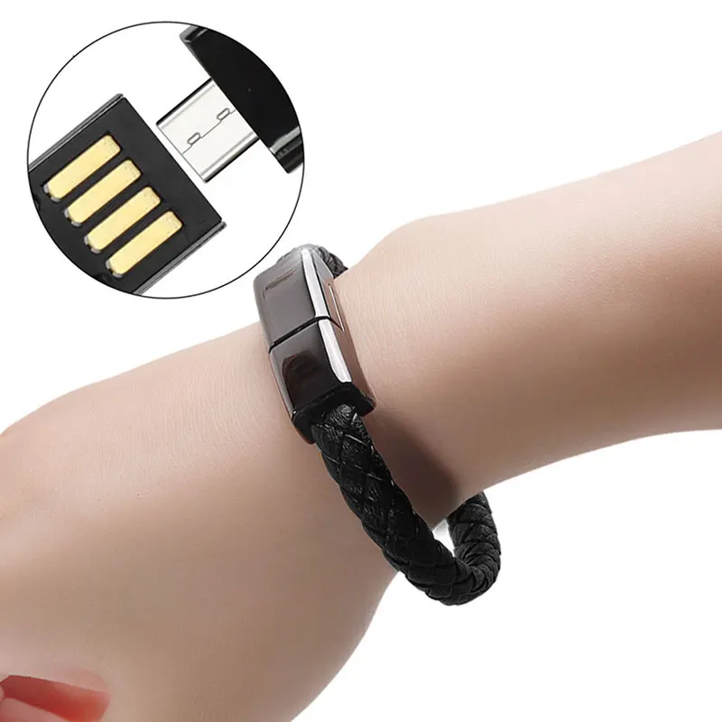 Открытый браслет USB кабель питьевой Зарядное устройство для зарядки и передачи данных линия микро Тип C 8 pin Интерфейс для iPhone Android мобильный телефон